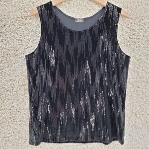 ALEXIS Mabille Impasse 13 Women FR 38 US 6 black tank top velvet sequins luxury